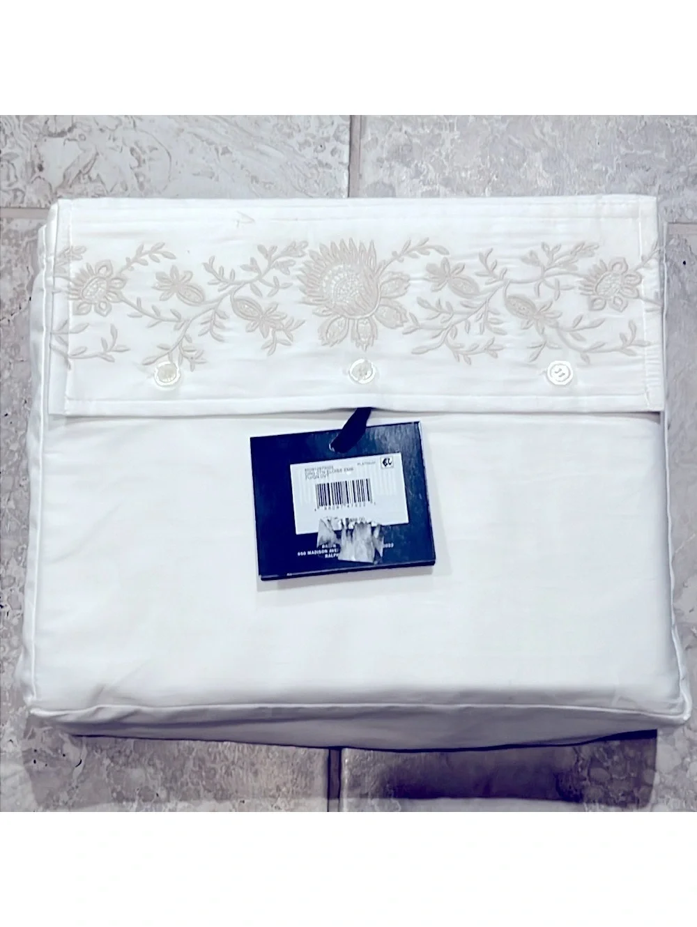 Ralph Lauren Eloise Embroidery Organic Cotton Duvet in Platinum Full/Queen $650